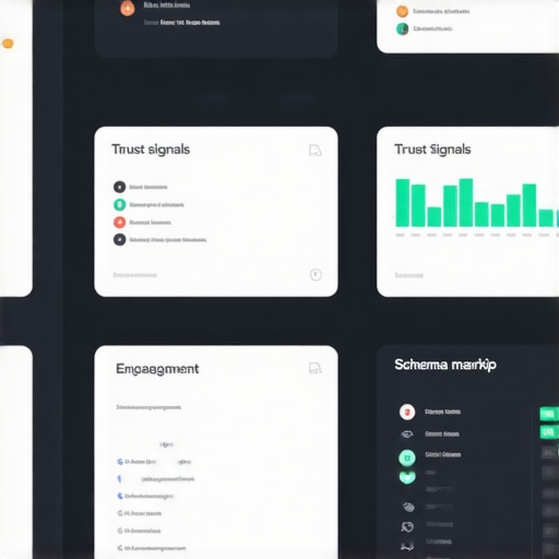 SEO trust signals dashboard with schema and engagement analytics