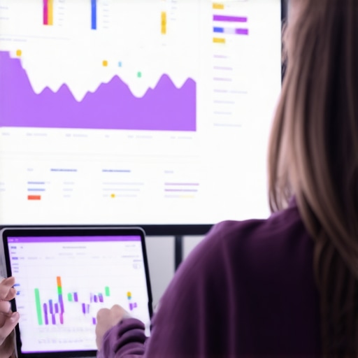 Marketing professional reviewing trust-building analytics on a computer