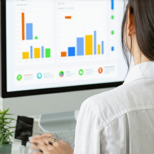 Expert analyzing backlink profile and SEO metrics on computer