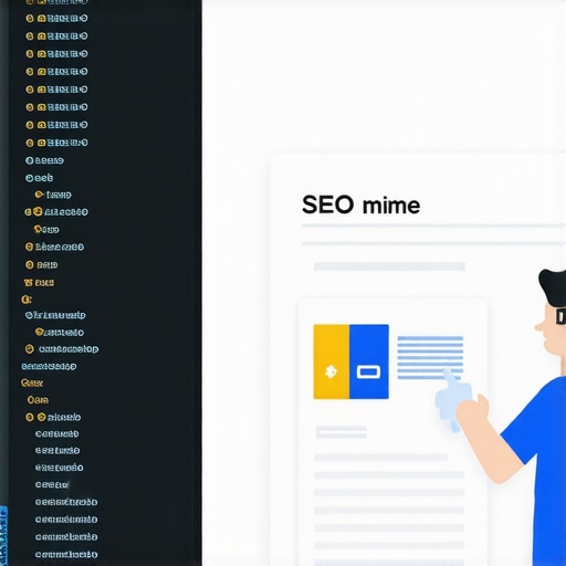 Illustration of schema markup coding on a website for SEO enhancement