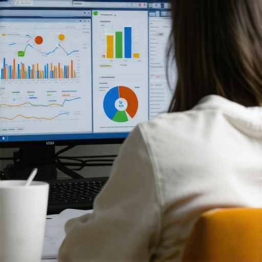 Person reviewing SEO analytics on a computer with charts and graphs