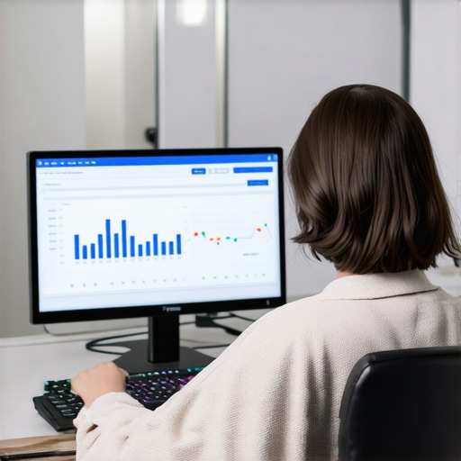 Person reviewing SEO backlink data on a computer screen.