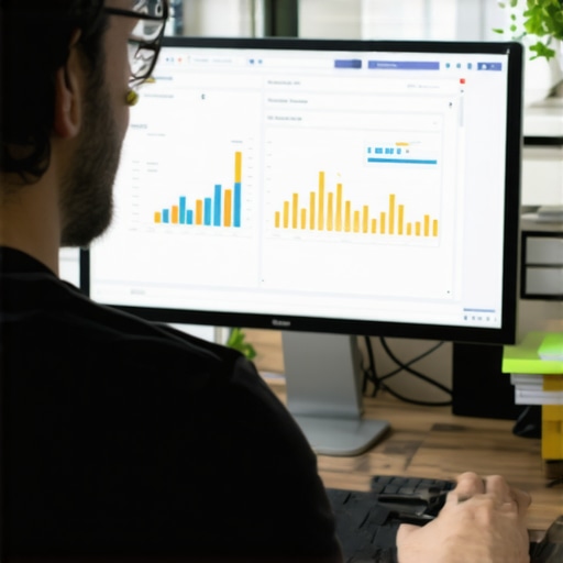 Person analyzing backlinks on a computer for niche-specific SEO