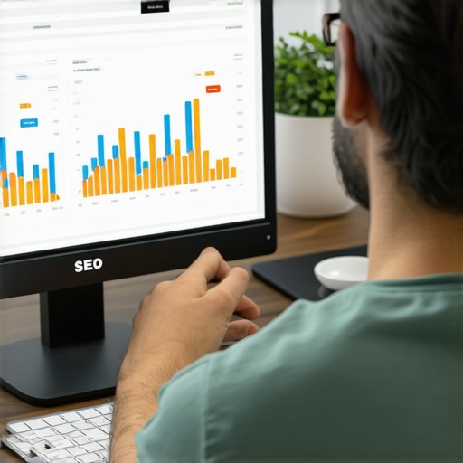 Person analyzing SEO performance metrics on a computer