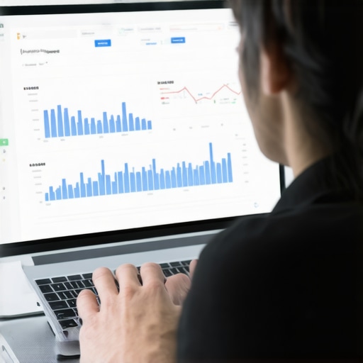 Person reviewing backlinks and SEO performance data on a computer