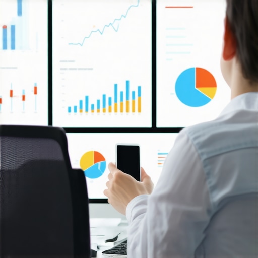 Person reviewing SEO analytics dashboards for website performance and backlink health.