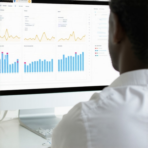 Webmaster reviewing website speed and crawlability metrics on a digital dashboard.