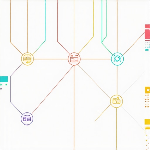 Illustration of a structured website hierarchy with interconnected nodes representing SEO elements.