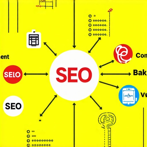 Diagram illustrating the interconnected nature of content marketing, backlinks, and technical SEO in a holistic strategy