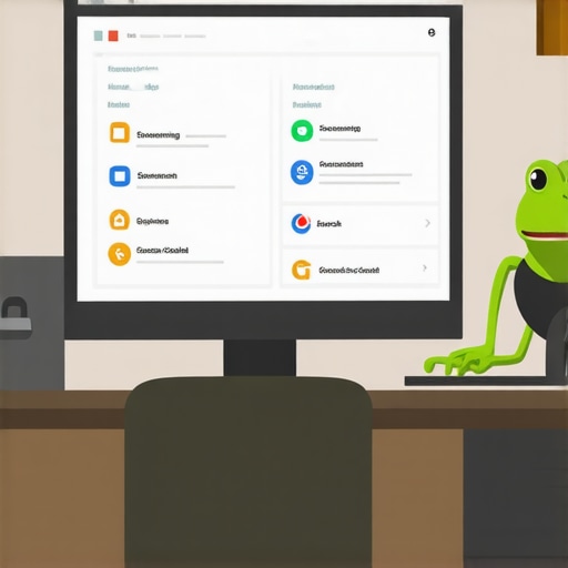A professional workspace showing computer screens displaying SEO tools for website maintenance.