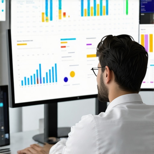 Technician reviewing website performance metrics and SEO analytics.